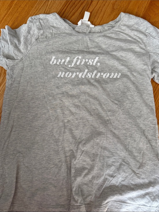 Nordstrom Tops - Nordstrom Light Gray Graphic Tee - White Script Logo